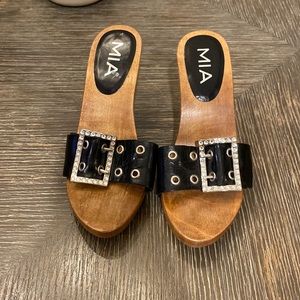 MIA Leather Buckle Heels.